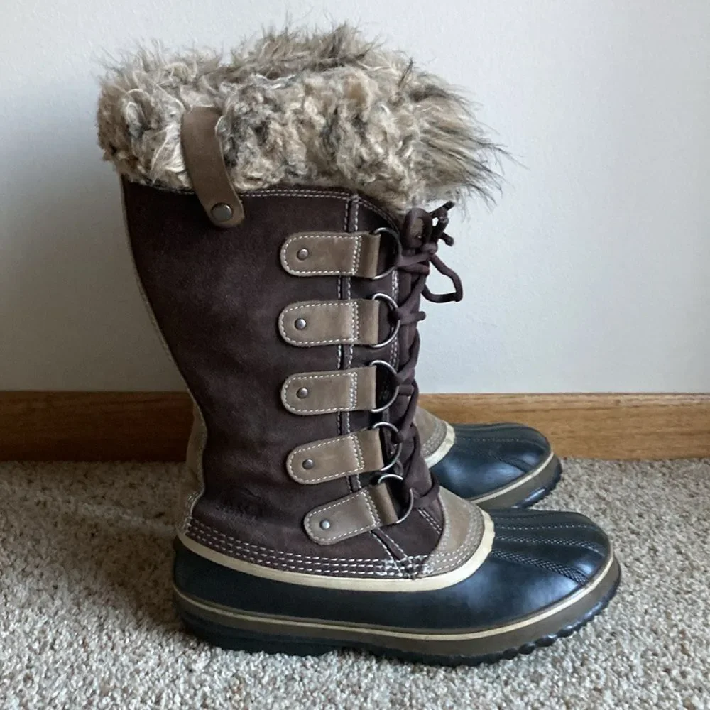 Sorel Women’s Joan of Arctic Brown Suede Tall Winter Boots US 8